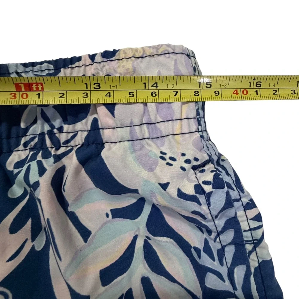 Lilly Pulitzer Mens Capri Trunk Swim Shorts Navy Pink Botanical Print Size Small